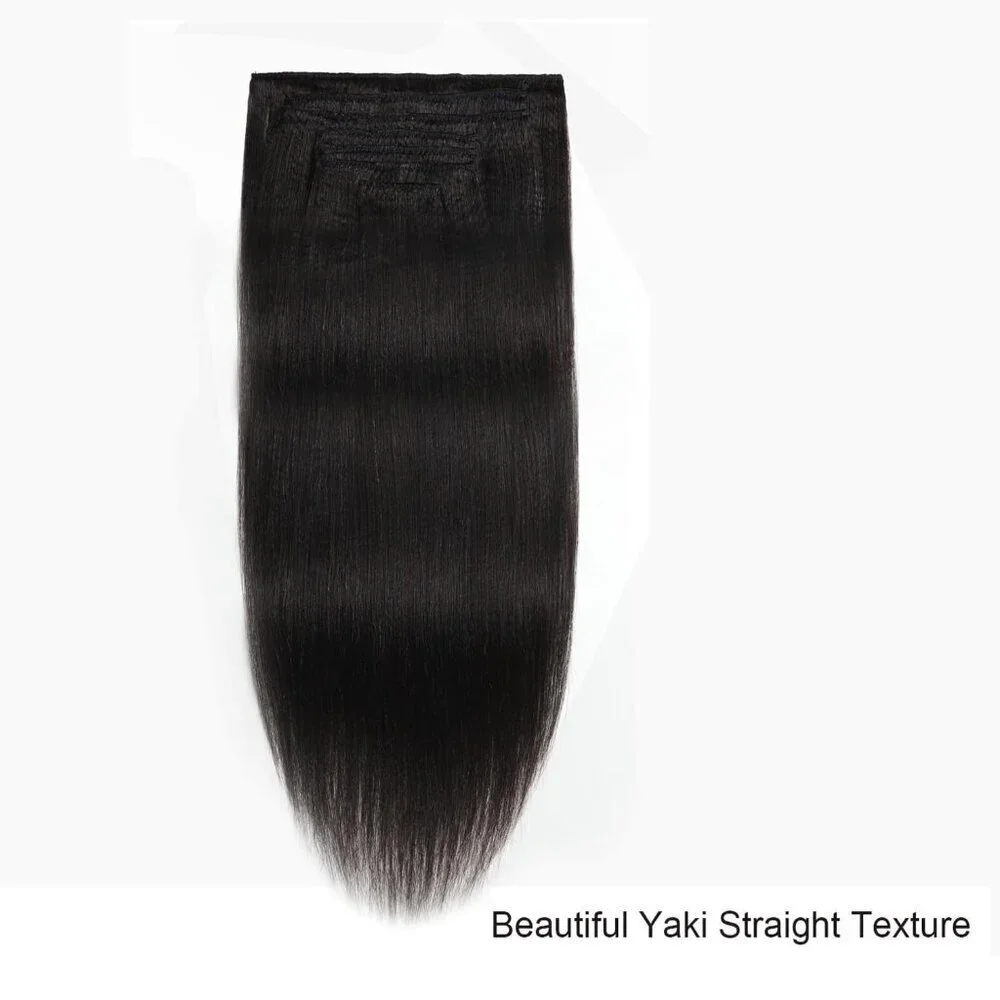 Yaki Hair Extensions Clip in Human Hair 10 Inch Thick Volume for Natural Hair